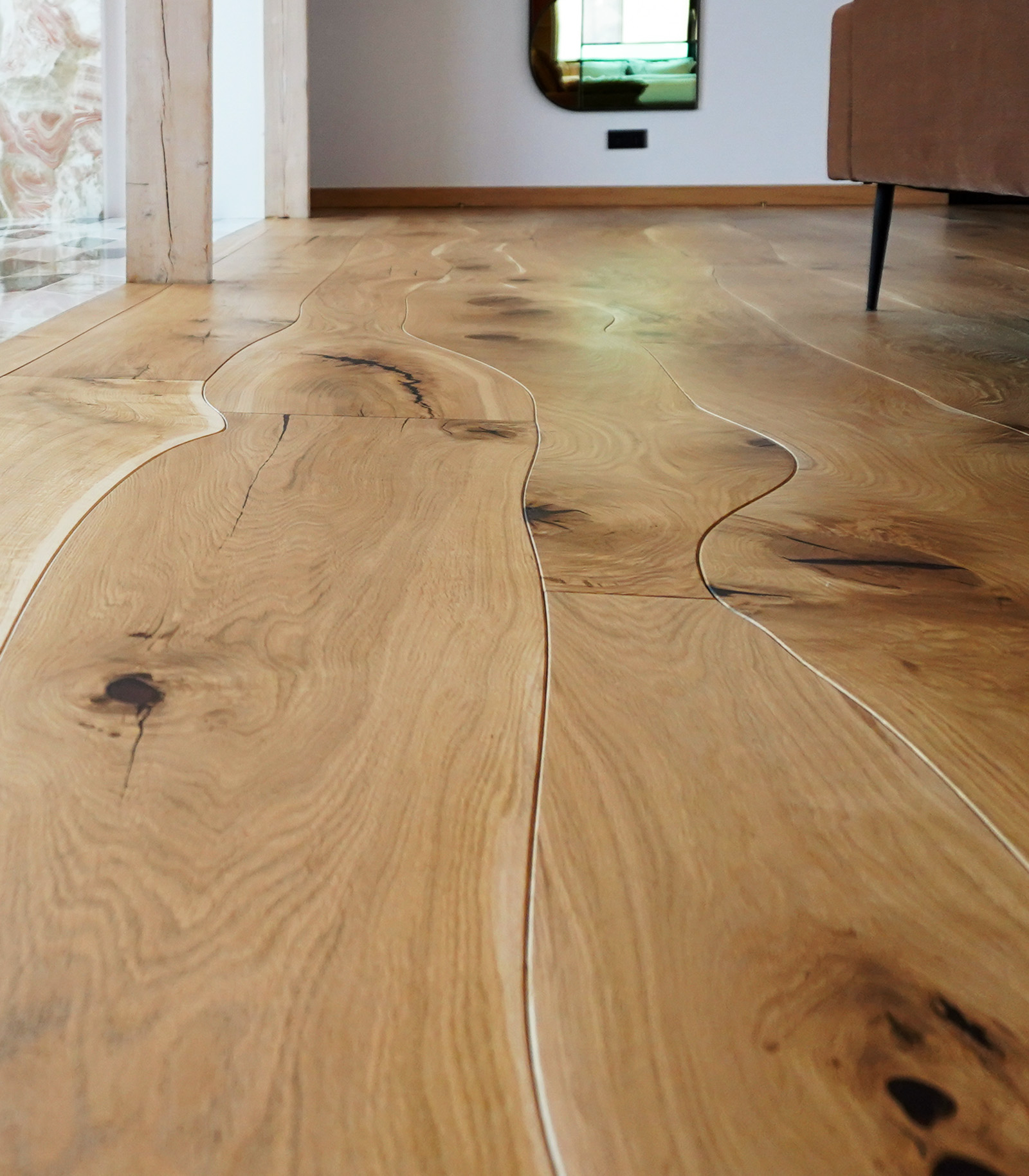 Oak Parquet Beautiful Natural Shape Custom Curved Flooring